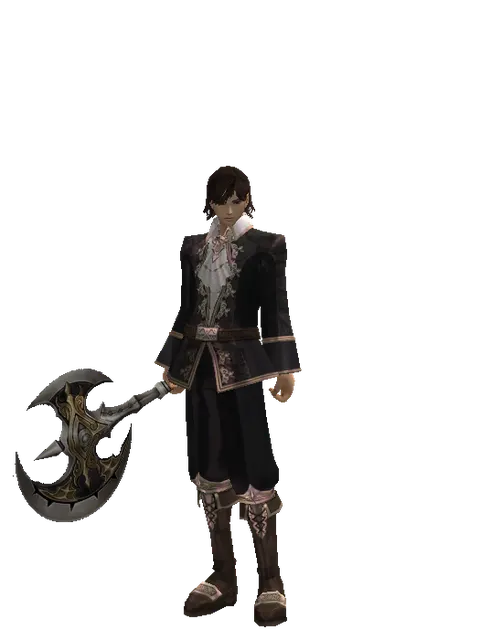 Ecliptic Axe on a male Human mystic, front view
