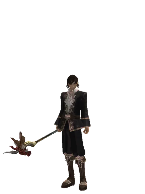 Flaming Dragon Skull on a male Human mystic, front view