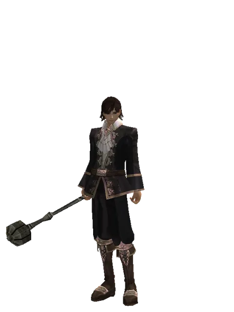 Flanged Mace on a male Human mystic, front view