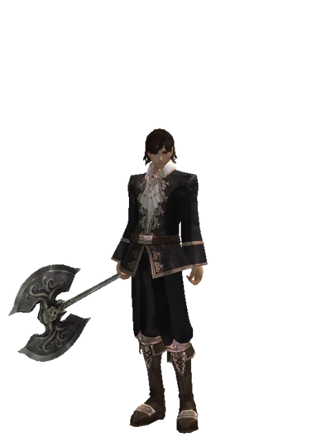 Heavy War Axe on a male Human mystic, front view