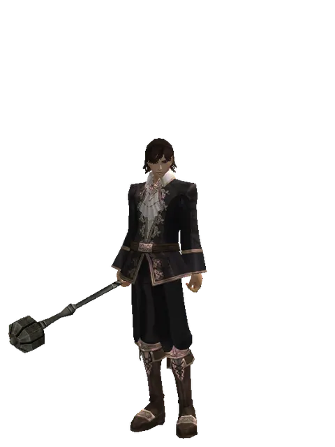 Improved Flanged Mace on a male Human mystic, front view