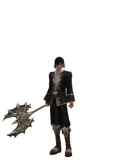 Infinity Axe on a male Human mystic, front view