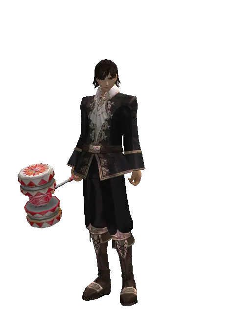 Red Clown Hammer on a male Human mystic, front view
