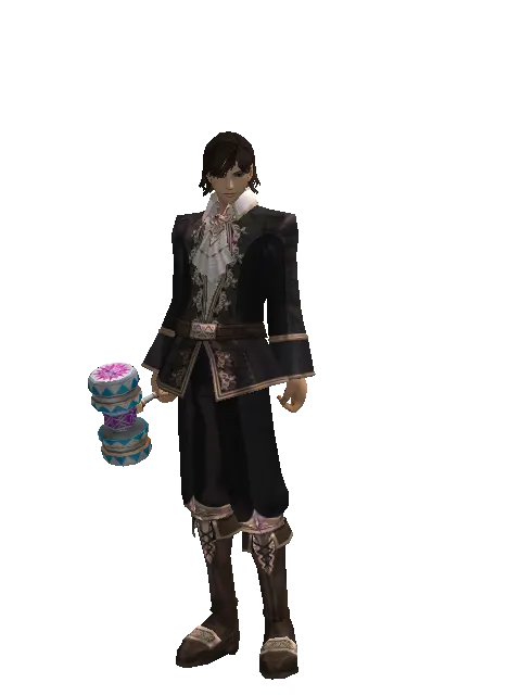 Small Blue Clown Hammer on a male Human mystic, front view