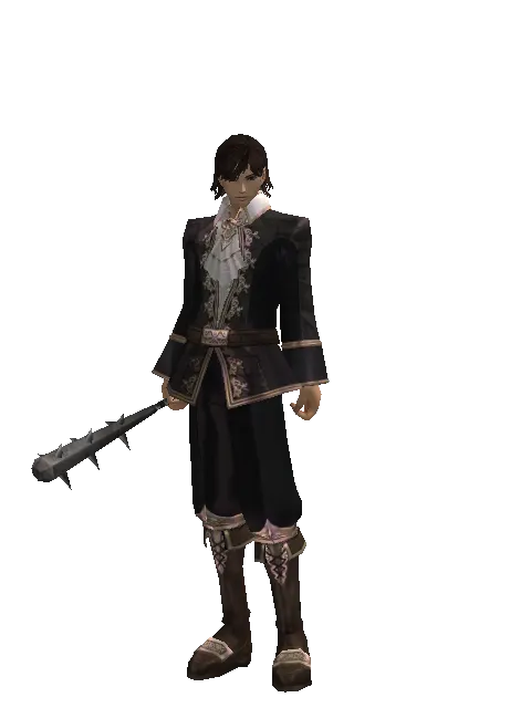 Spiked Club on a male Human mystic, front view