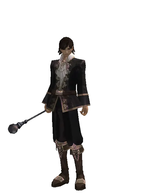 Wand of Adept on a male Human mystic, front view