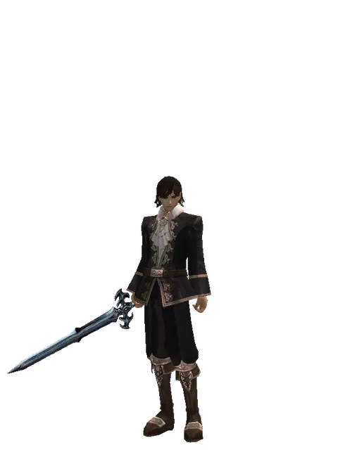 Caliburs on a male Human mystic, front view
