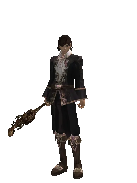 Chrono Cithara on a male Human mystic, front view