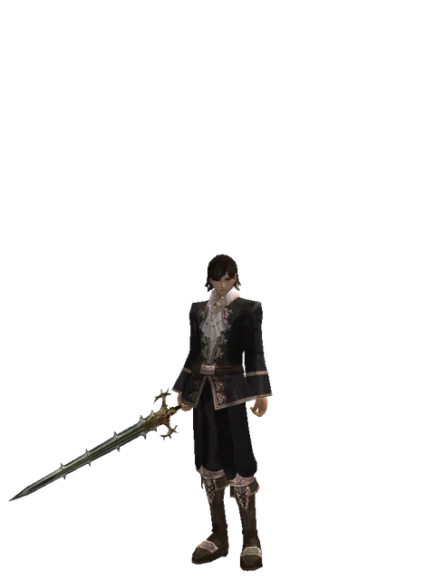 Icarus Sawsword on a male Human mystic, front view