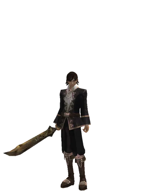 Improved Falchion on a male Human mystic, front view