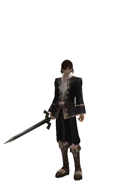 Rusted Bronze Sword on a male Human mystic, front view