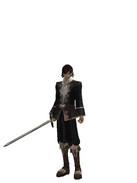 Traveler's Bastard Sword on a male Human mystic, front view