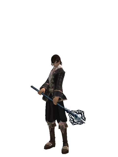 Conjuror's Staff on a male Human mystic, front view