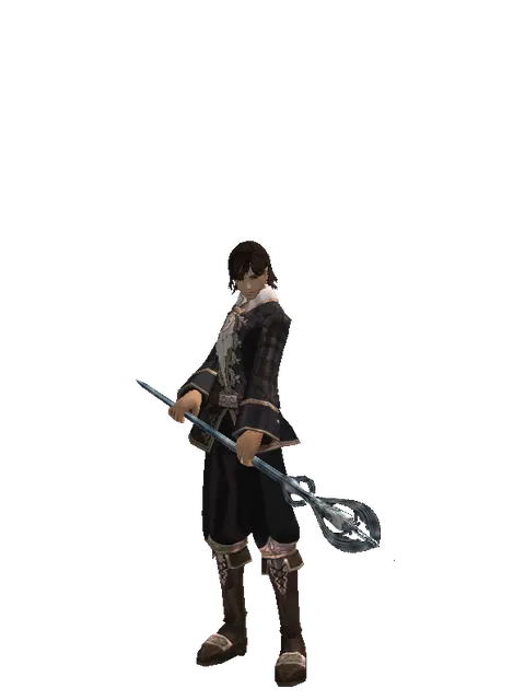 Crystal Staff on a male Human mystic, front view