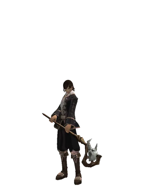 Cursed Staff on a male Human mystic, front view
