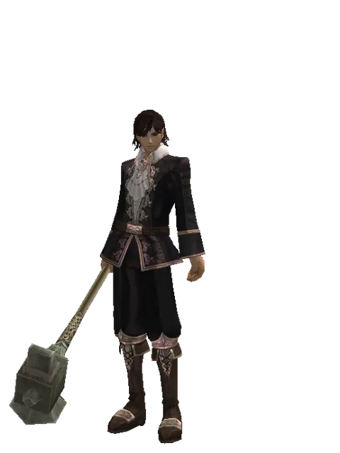 Dwarven Hammer on a male Human mystic, front view