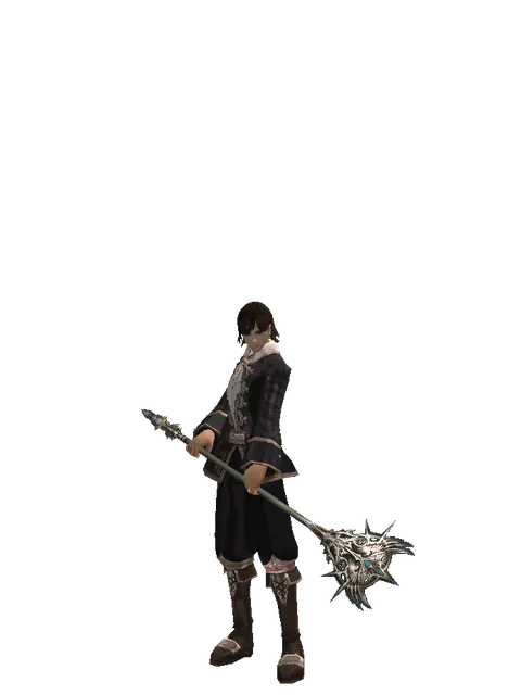 Dynasty Staff on a male Human mystic, front view