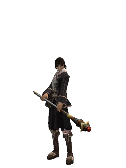 Ghost Staff on a male Human mystic, front view