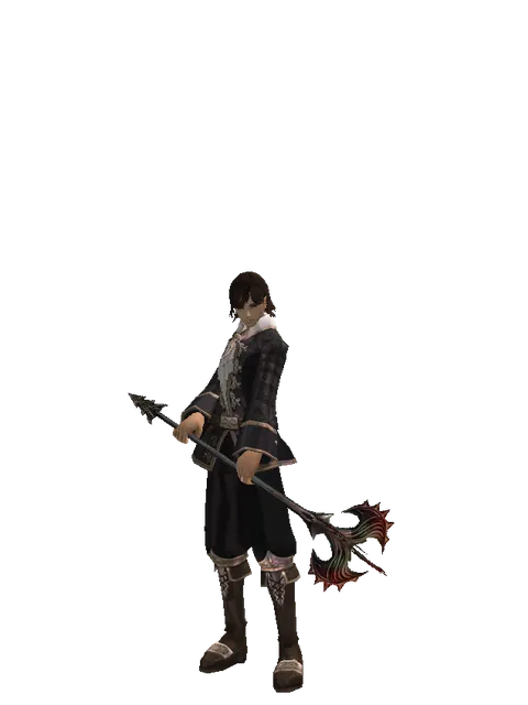 Inferno Staff on a male Human mystic, front view