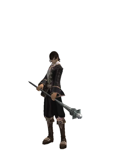 Paradia Staff on a male Human mystic, front view