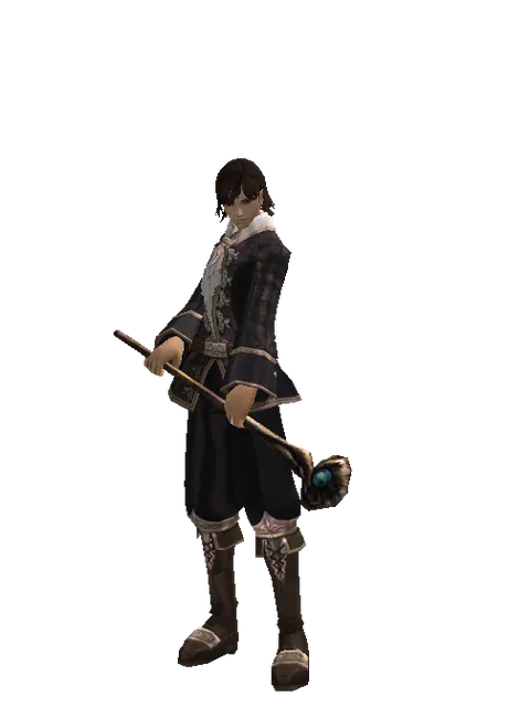 Sprite's Staff on a male Human mystic, front view