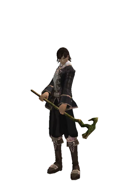 Willow Staff on a male Human mystic, front view