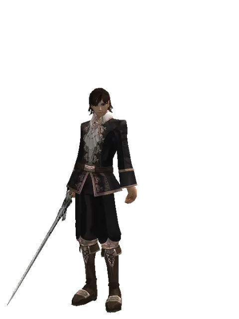 Claymore on a male Human mystic, front view