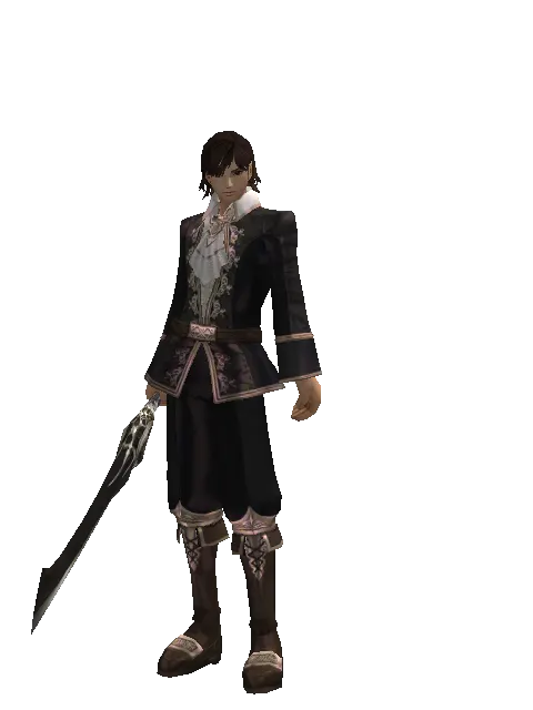 Complete Ancient Legacy Sword on a male Human mystic, front view