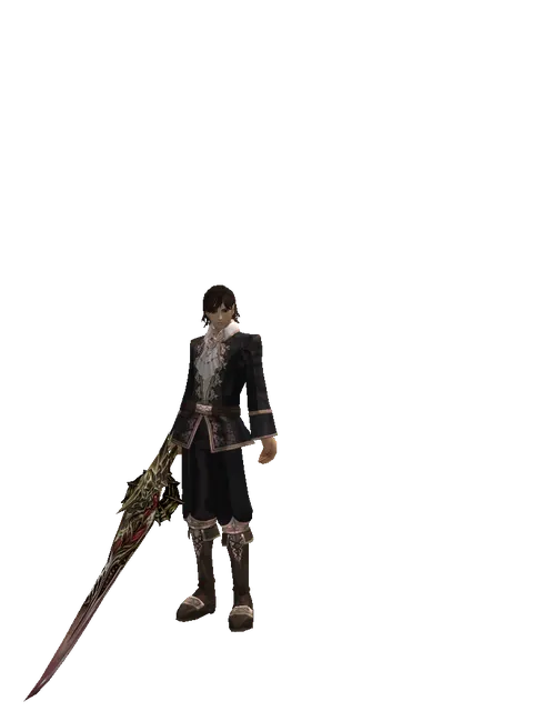Demonic Sword Zariche on a male Human mystic, front view