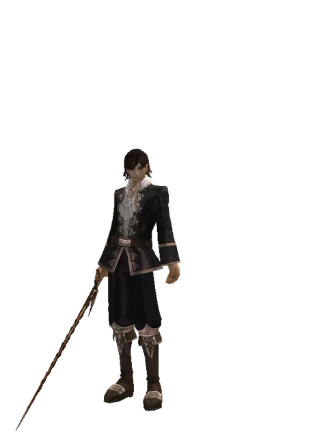 Flamberge on a male Human mystic, front view