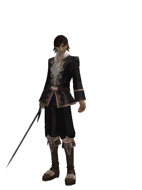 Red Sunset Sword on a male Human mystic, front view