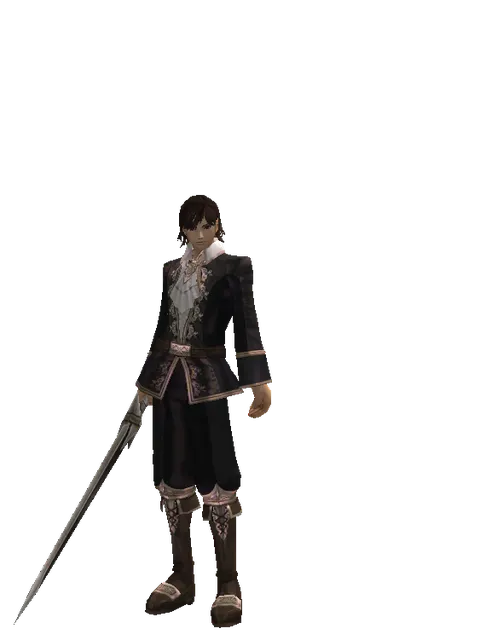 Steel Sword on a male Human mystic, front view