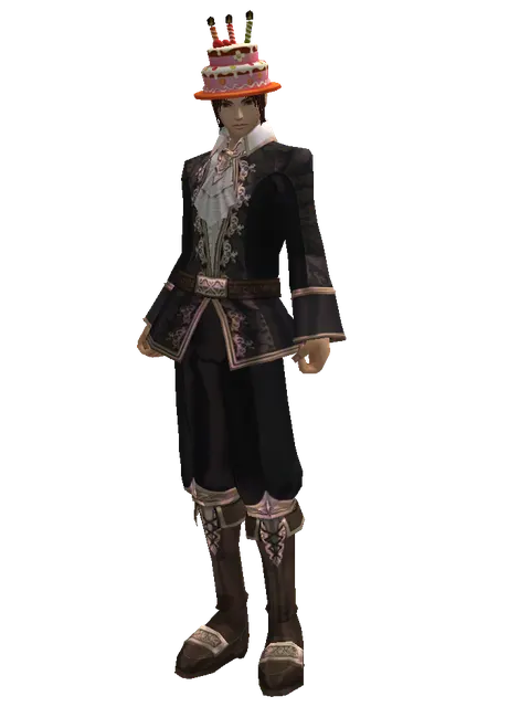 Birthday Hat on a male Human mystic, front view