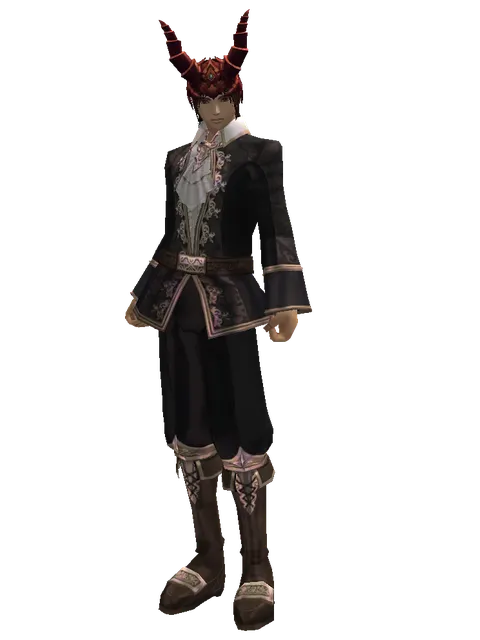 Devil's Horn on a male Human mystic, front view