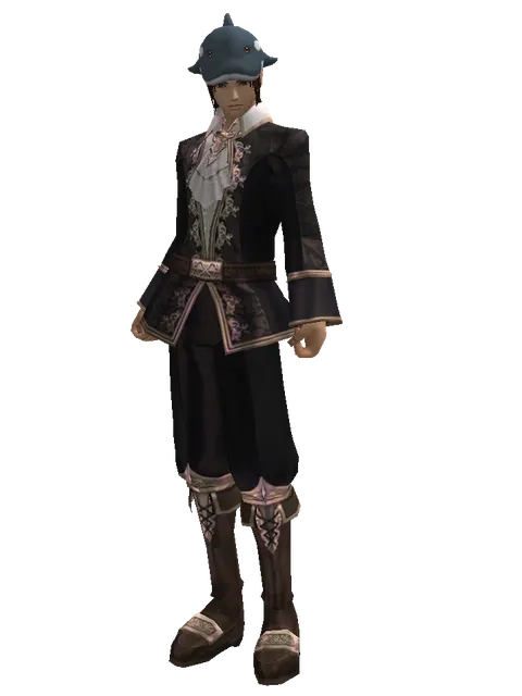 Fish Hat on a male Human mystic, front view