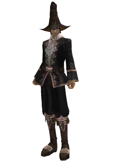 Magic Hat (?) on a male Human mystic, front view