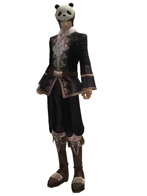 Panda Hat on a male Human mystic, front view