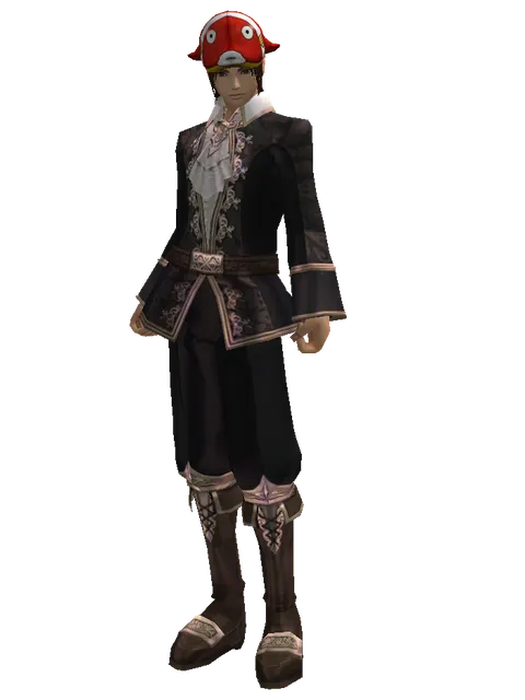 Red Fish Hat (?) on a male Human mystic, front view