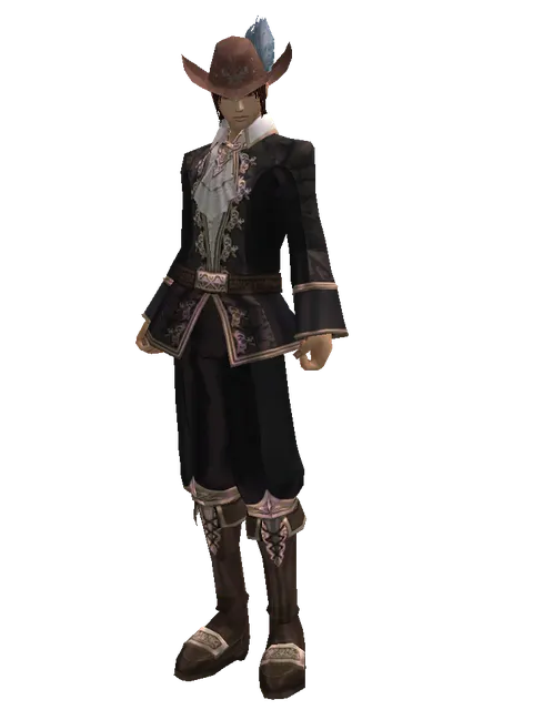 Romantic Chapeau on a male Human mystic, front view