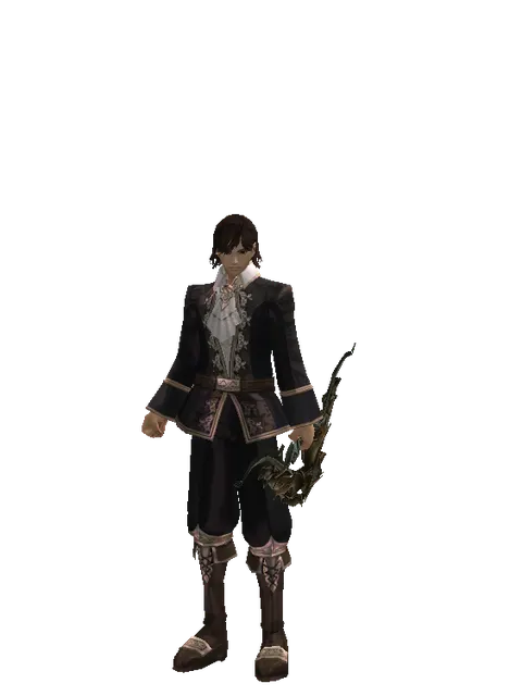 Akat Long Bow on a male Human mystic, front view