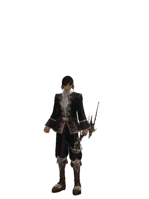 Dark Elven Long Bow on a male Human mystic, front view