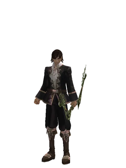 Gastraphetes on a male Human mystic, front view