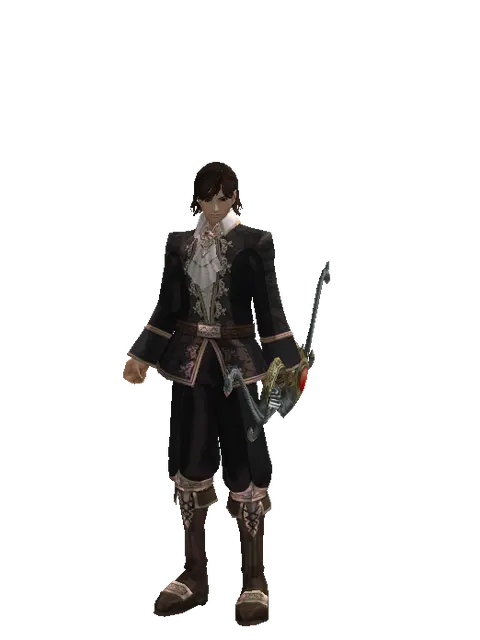 Redemption Bow on a male Human mystic, front view