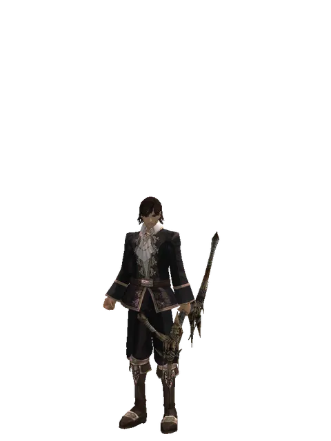 Strengthened Long Bow on a male Human mystic, front view