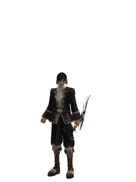 Traveler's Dark Elven Bow on a male Human mystic, front view