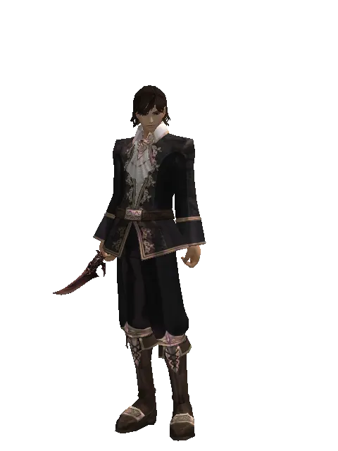 Red Sunset Dagger on a male Human mystic, front view