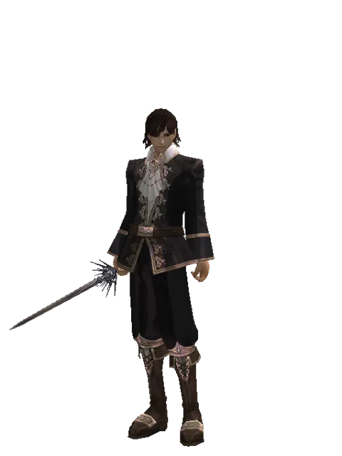 Stiletto on a male Human mystic, front view