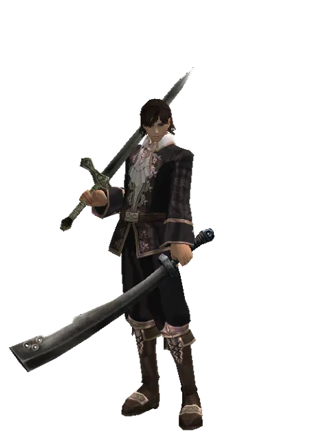 Artisan's Sword*Crimson Sword on a male Human mystic, front view