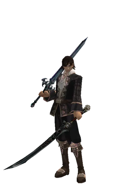 Caliburs*Samurai Long Sword on a male Human mystic, front view