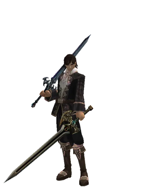 Caliburs*Sword of Delusion on a male Human mystic, front view